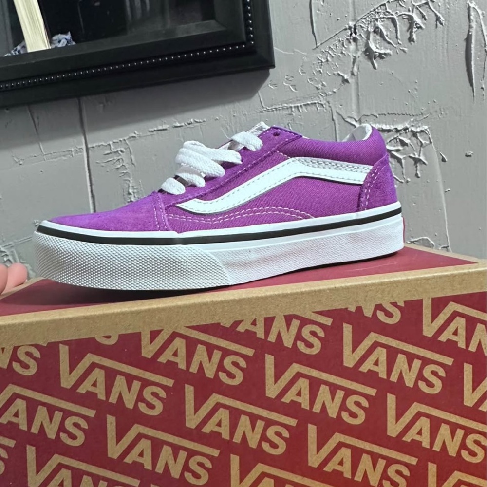 Vans Purple Canvas Low-Top Sneakers with White Stripe